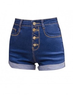 Jeans stretchable high waist jeans shorts summer new students shorts female skinny denim pants bottoms - Dark blue - 4X309337...