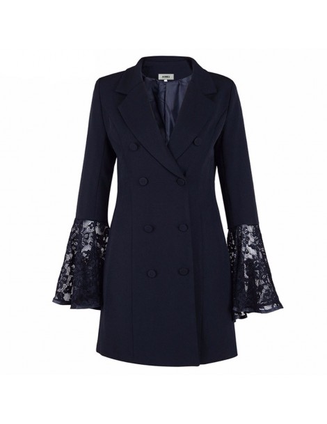 Blazers Women Long Suit Coat Fashion Both Row Button Horn Sleeve Occupation Solid Color Casual blazers Jacket blazer feminino...