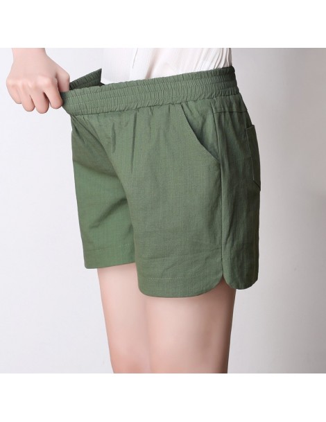 Shorts 4XL Big Size Womens Shorts Summer 2018 Fashion Loose Elastic Waist Cotton Linen Short Trousers Femme With Pocket Candy...