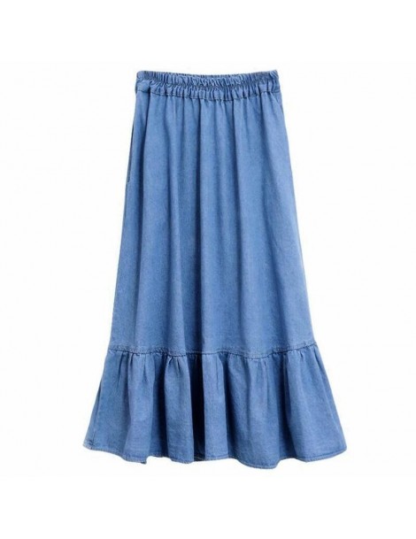 Skirts Fresh Students Beach Summer Sweet Ruffles Skirts Plus Size 6XL 7XL 2019 Women Elastic Jeans Skirts High Waist Pleated ...