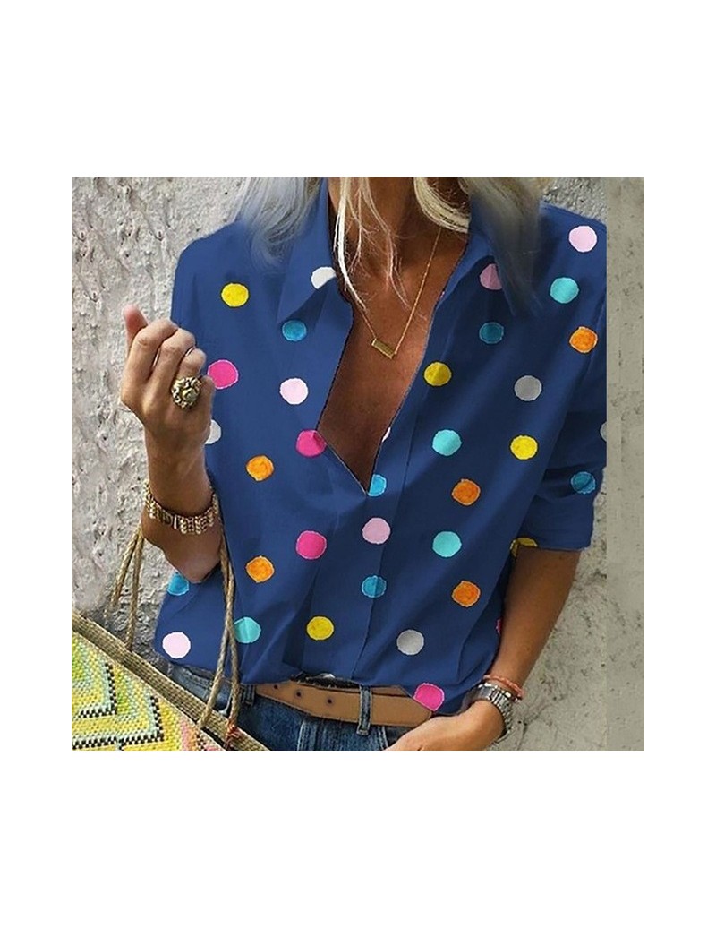 Summer Blouse Women Tops Casual Long Sleeved Loose Dot Print Deep V Neck Shirt Bluzki Damskie Blusas Mujer De Moda 2019 - bl...