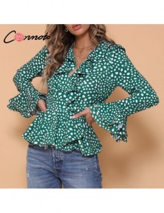 Blouses & Shirts Green Leopard Print Wrap Blouse Women Ruffles Retro Sexy Blouses Feminino Casual V Neck Blusa Mujer - Green ...