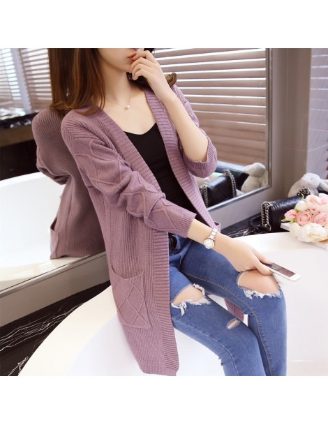 Cardigans Women Cardigans 2018 New Cashmere Full Sleeve Long Cardigan Sweaters Fashion Open Stitch Solid Knitted Jackets Slim...