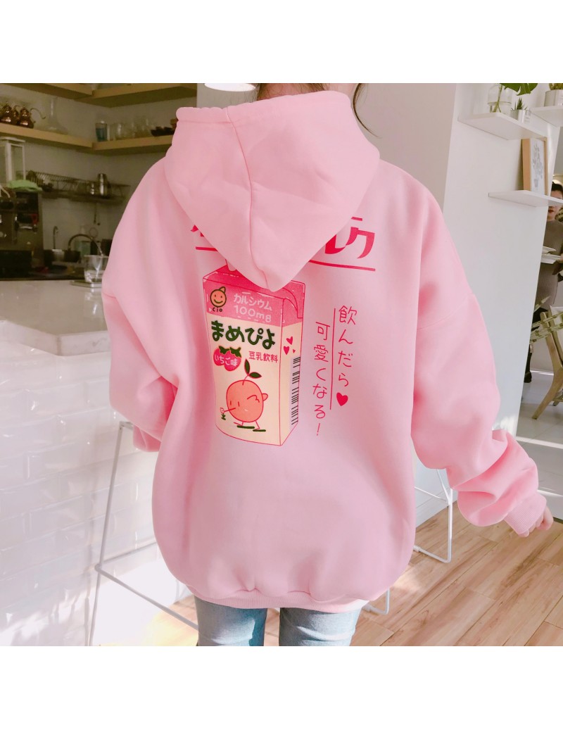 Hoodies & Sweatshirts 2017 New Fashion Cute Cartoon Printed Back Velvet Thick Hooded Long Sleeve Female Sweatshirts - Pink - ...