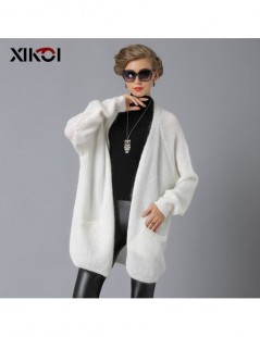 Cardigans Women Sweaters Fashion Casual Wool Cardigans Woman Sweaters Solid Thick Winter Knitted Long Sweater Coat - White - ...