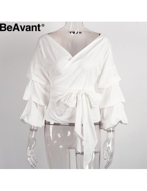 Blouses & Shirts Strappy ruffle white blouse shirt Autumn 2016 sexy off shoulder cotton cool blouse Women ruched sleeve top t...