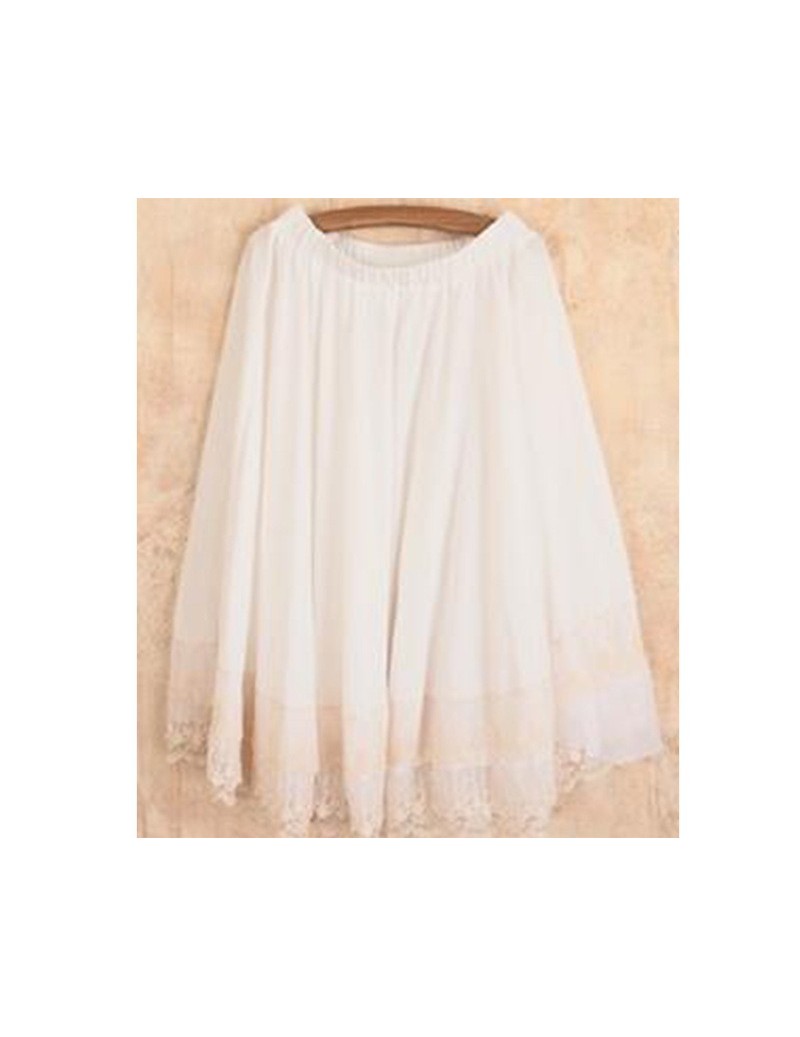 Skirts Multi Layer Lace Cotton Skirt Women White Fairy Lace Embroidery Pleated Hollow Princess Underskirt Kawaii Skirt A285 -...