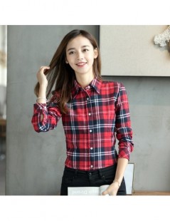 Blouses & Shirts Women Shirt Blouses Plus Size 2019 Hot New Spring Flannel Cotton Long Sleeve Plaid Shirt Casual Female Loose...