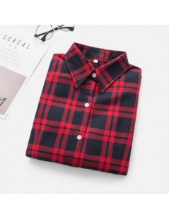 Blouses & Shirts Women Shirt Blouses Plus Size 2019 Hot New Spring Flannel Cotton Long Sleeve Plaid Shirt Casual Female Loose...