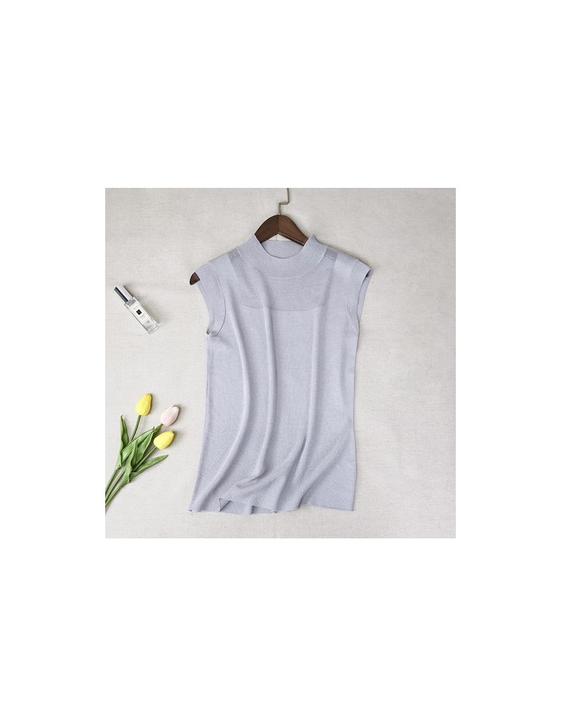 Tank Tops 2019 Summer Tank Tops Women Basic Knitted T-shirts Sleeveless Ice Silk Vest Tee Shirt Hollow Out Loose Casual Short...