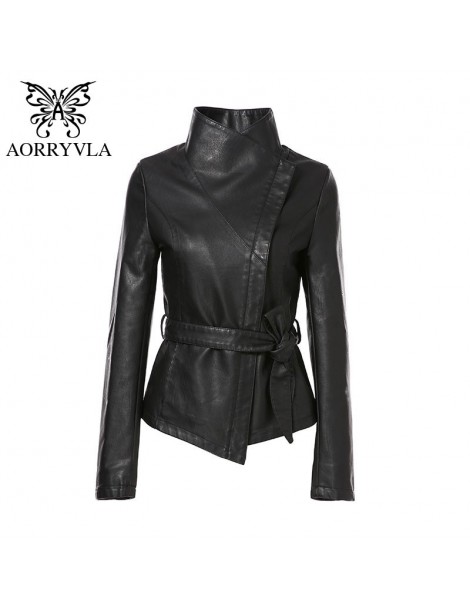 Leather Jackets Hot Jackets For Women Spring 2019 Brand Leather Jacket Gothic Large Turn-Down Collar Sashes Short ladies leat...