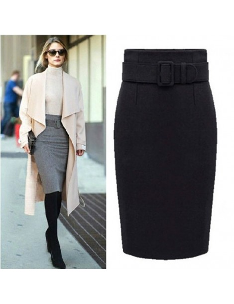 Skirts new fashion autumn winter 2018 cotton plus size high waist saias femininas casual midi pencil skirt women skirts femal...