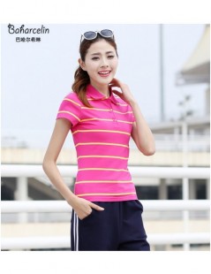 Polo Shirts Cotton Striped Polo Shirt Big Size women Turn-down Collar Short Sleeve Slim Cotton Sprots Tees Female Tops Muje -...