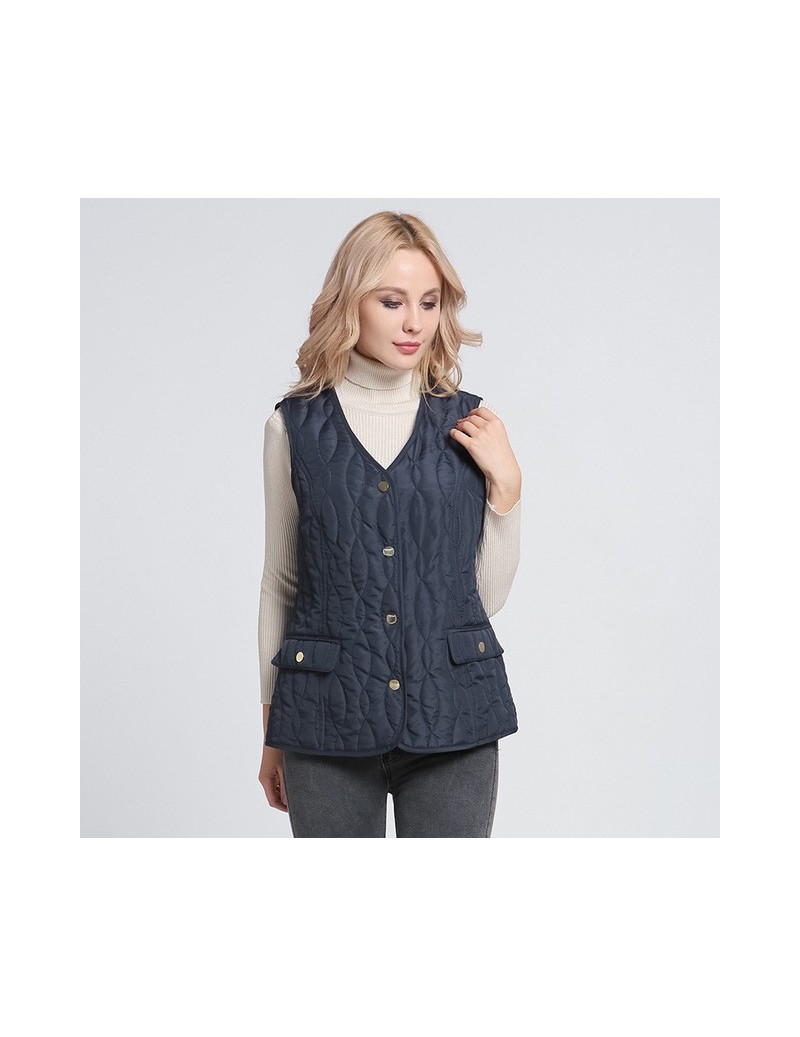 Women Vest New 2018 Autumn Spring waistcoat Ladies sleeveless jackets casual classic female vest plus size 5XL 7XL - Navy - ...