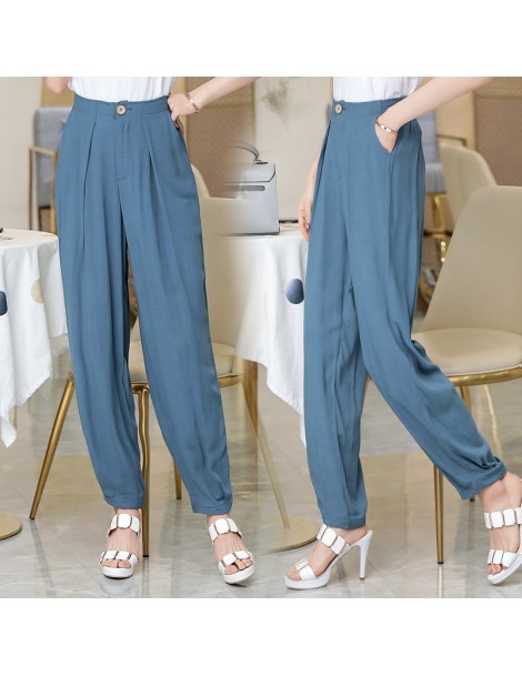 Pants & Capris Summer Women Harem Pants 2019 Spring Casual Vintage Elastic Waist Trouser High Quality Women Cotton Linen Pant...