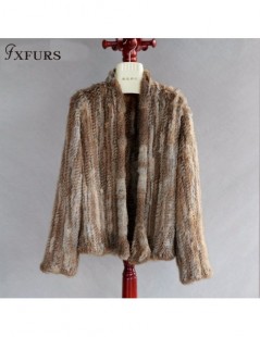Real Fur 2019 Genuine Rabbit Fur Coat Fashion Fur Jackets Winter Warm Rabbit Outwear Fur Cardigan Women Style - dark grey - 4...
