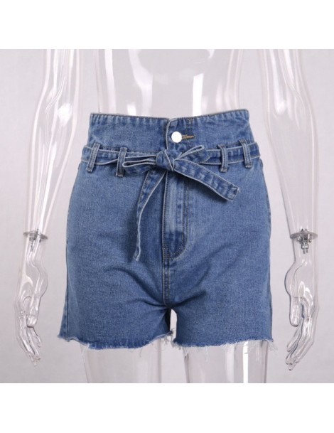 Shorts short femme ete High Waist Jean Shorts Women 2019 Summer Sashes Belt Pocket Denim Shorts Streetwear Ladies Shorts ZA14...