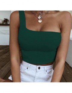 Tank Tops Sleeveless T-Shirt Tank Tops Women 2019 One Shoulder Crop Top Summer Beach Vest Bare Midriff Summer Fashion Clothes...