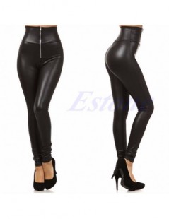 Leggings Sexy Lady Woman Faux Leather Leggings Zip Up Patchwork HighWaist Elastic Pants - Black - 4D3859804757 $8.61
