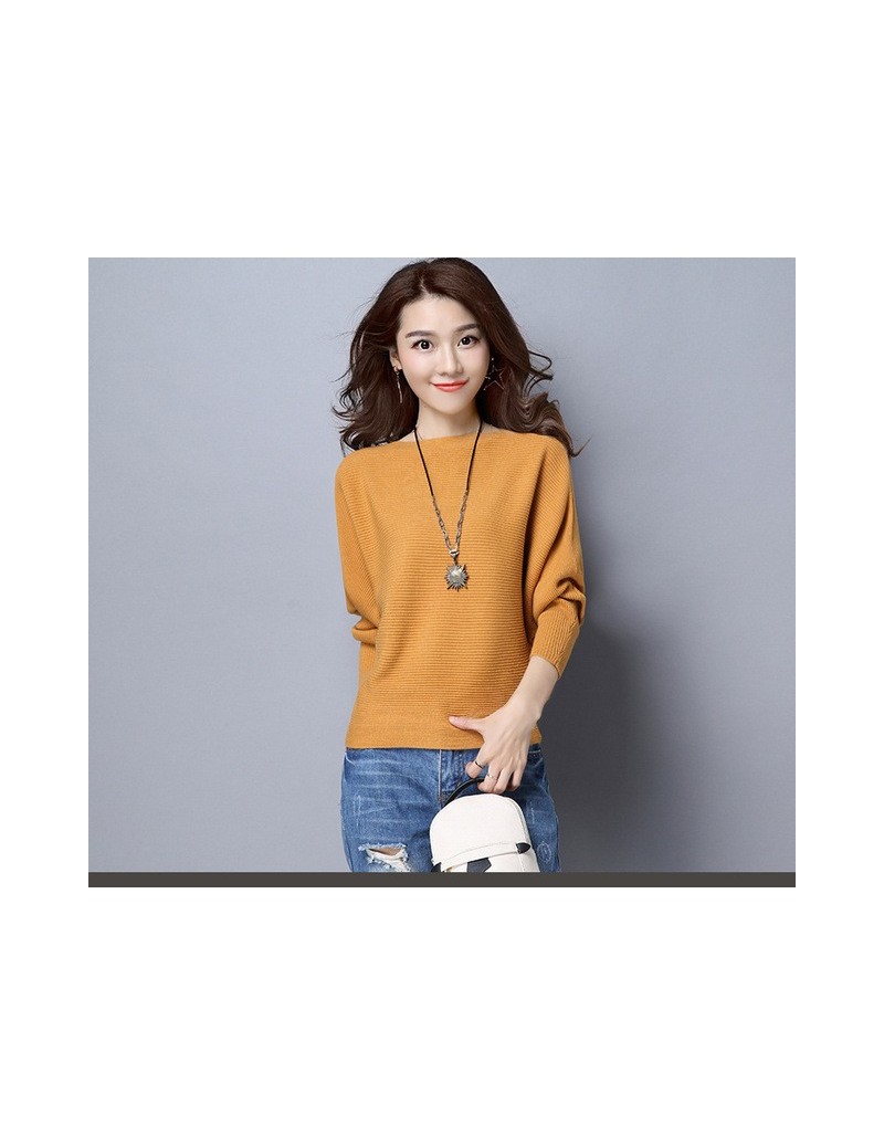 New Batwing Sleeve Solid Woman Knitting Clothes Fashion Pullovers Tops Female Sweater Autumn Winter Black White ladies - gin...