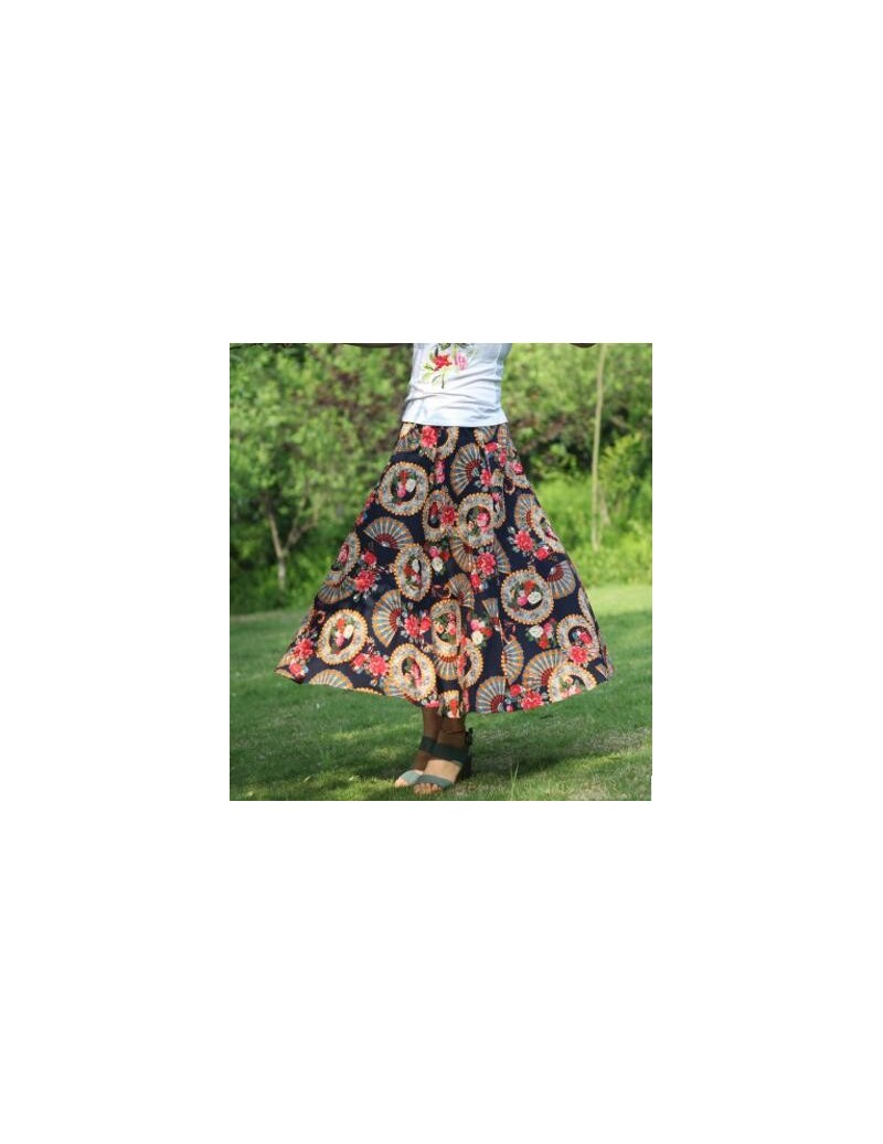 new autumn spring summer bohemian elastic high waist skirt fresh fashion cotton linen skirt expansion bust long skirts women...