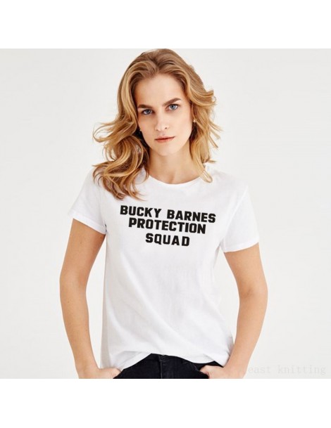 T-Shirts Bucky Barnes Protection Squad Print Summer Women T-shirt O-neck Casual Letters Tops - WTQWT0130-white - 433982120183...
