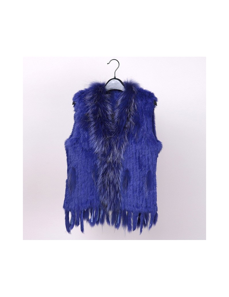2019 new colors Women Genuine real Rabbit Fur Vest coat tassels Raccoon Fur collar Waistcoat wholesale drop shipping VR032 -...