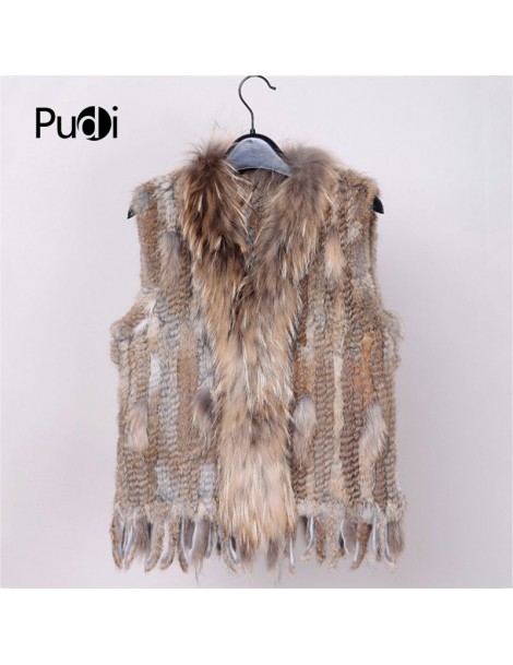 Real Fur 2019 new colors Women Genuine real Rabbit Fur Vest coat tassels Raccoon Fur collar Waistcoat wholesale drop shipping...