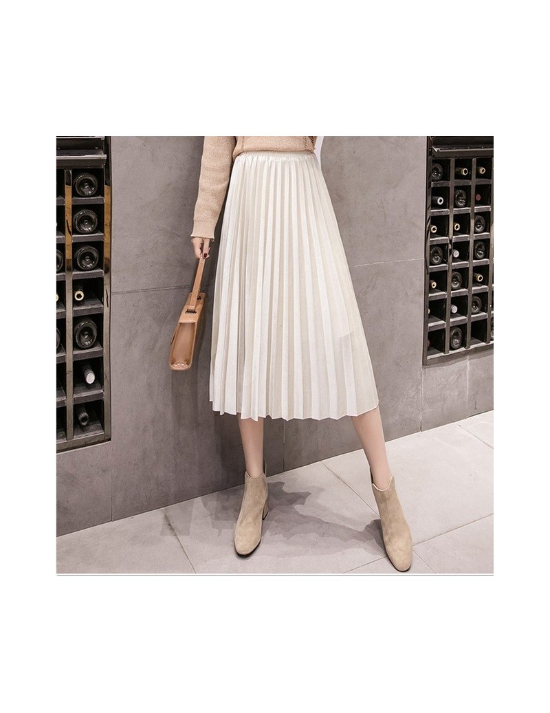 2018 Autumn Winter Velvet Skirt High Waisted Skinny Large Swing Long Pleated Skirts Metallic 18 Colors Plus Size 3XL Midi Sa...