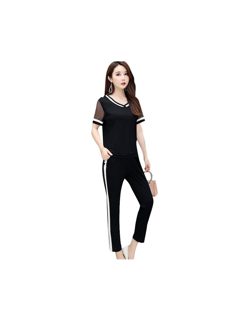 women 2 piece sets 2019 outfit tracksuit sportswear fitness co-ord set top and pants suits plus size summer clothing - as pi...
