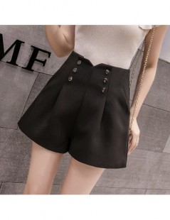 Shorts 2019 New Fashion Double Breasted High Waist Zipper Shorts Womens Spring Summer Casual Wide Leg Shorts Gray/Black/White...