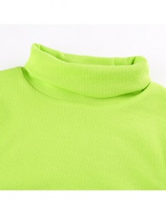T-Shirts Fashion Turtleneck Neon Top Women T shirt Autumn Long Sleeve Bodycon Crop Tops Tees Letter Printed Tshirt Basic Shir...