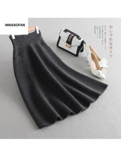Skirts Skirt Womens autumn-winter knitted thick skirt high waist Euro-American fashionable warm skirt with pockets - Black - ...