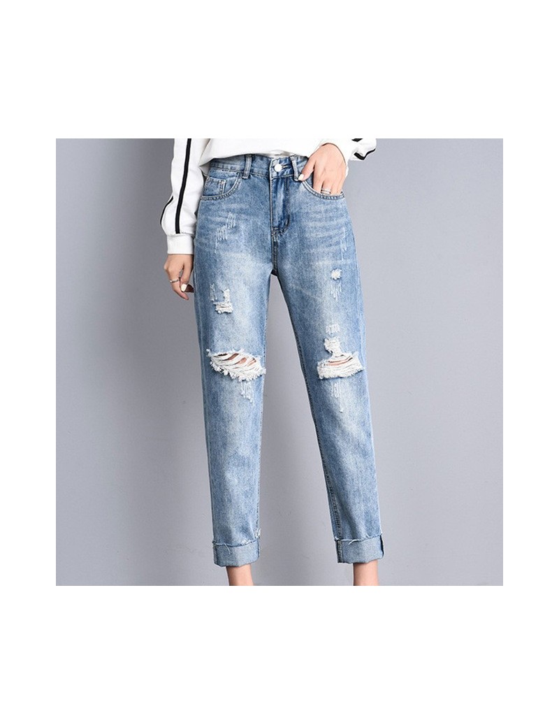 Jeans High Waist Ripped Slim fit Jeans Woman Plus Size Mom Stretch jeans Ladies women jeans pants jeans mujer Autumn - Deep B...