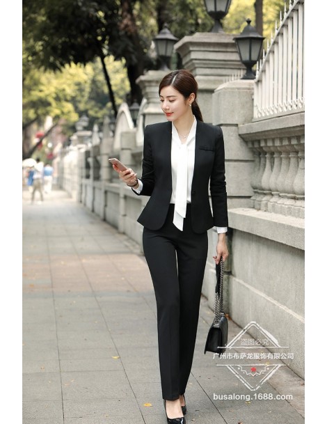 Pant Suits Fashion business pants suits set temperament formal slim blazer and Trousers office Interview ladies plus size wor...
