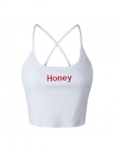 Camis Sexy Women Crop Top Summer Honey Letter Embroidery Strap Tank Tops Cropped Feminino Ladies Elastic Shirt Vest Camisole ...