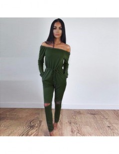 Jumpsuits Plus Size Jumpsuits For Women Sexy Autumn High Street Style Casual Pockets Long Sleeve Slash-Neck Off Shoulder Jump...