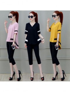 Women's Sets 2019 Summer Fashion Women's Sets Casual Short Sleeves o- neck Shirts + short Two Pieces Set Female Suits - as pi...