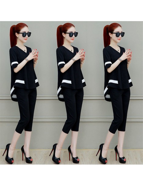 Women's Sets 2019 Summer Fashion Women's Sets Casual Short Sleeves o- neck Shirts + short Two Pieces Set Female Suits - as pi...