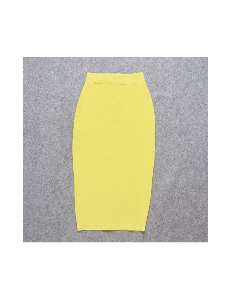 Skirts Nude 2018 New High Waist Back Open Fork Sexy Lady Midi Pencil Bandage Skirt - YELLOW - 4N3064976840-8 $41.20