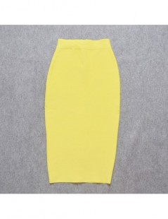 Skirts Nude 2018 New High Waist Back Open Fork Sexy Lady Midi Pencil Bandage Skirt - YELLOW - 4N3064976840-8 $22.35