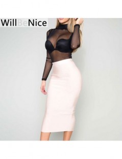 Skirts Nude 2018 New High Waist Back Open Fork Sexy Lady Midi Pencil Bandage Skirt - YELLOW - 4N3064976840-8 $22.35