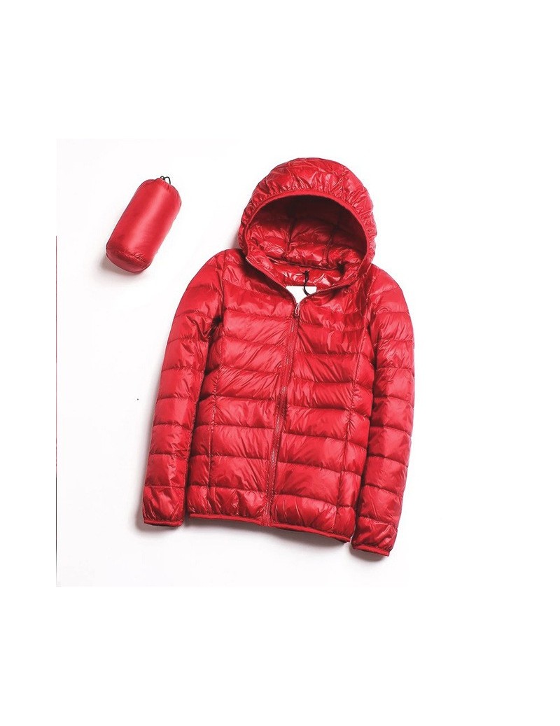 Down jacket women hooded 90% duck down coat Ultra Light warm large size Female Solid Portable stand collar down jacket winte...