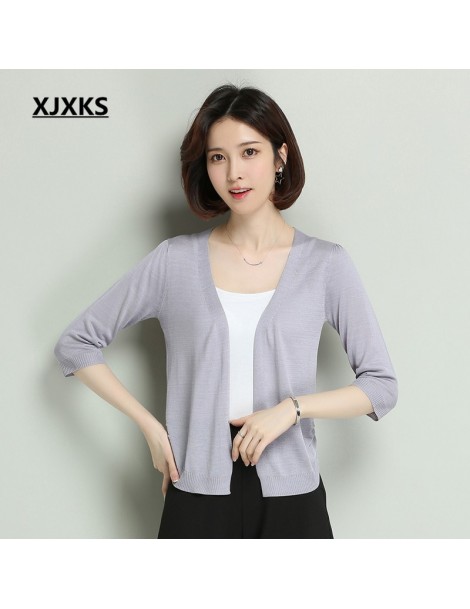 Cardigans Women Cardigan 2018 Summer New Fashion Thin section Short V Neck Solid Color Women's Sunscreen Cardigan Small coat ...