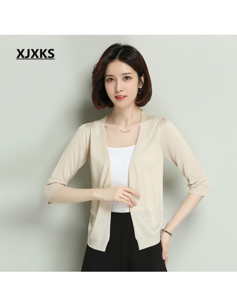 Cardigans Women Cardigan 2018 Summer New Fashion Thin section Short V Neck Solid Color Women's Sunscreen Cardigan Small coat ...