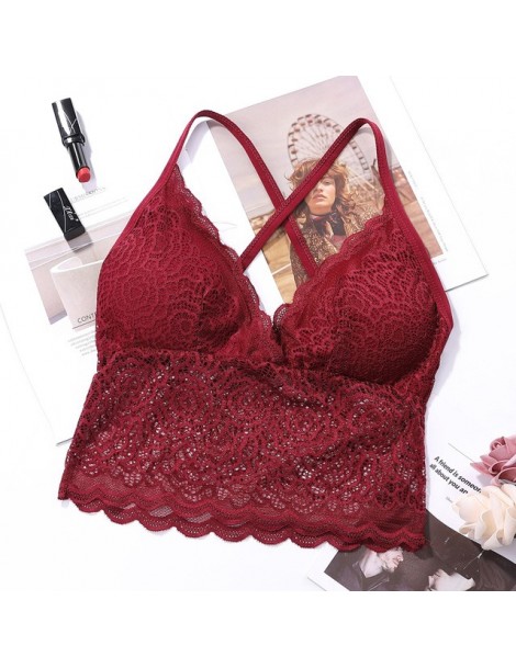 Camis Summer Women Clothes 2019 New Sexy Women Lace Floral Unpadded Bralette Crop Tops Summer Strappy Bustier Bralette Corset...