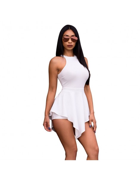 Rompers 2019 Summer Sleeveless Sexy Bodycon Women Playsuits O-Neck Black White Blue Casual Rompers Female Hollow Out irregula...