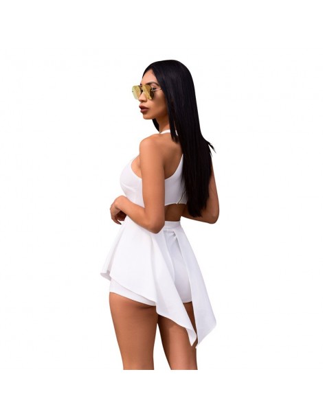 Rompers 2019 Summer Sleeveless Sexy Bodycon Women Playsuits O-Neck Black White Blue Casual Rompers Female Hollow Out irregula...