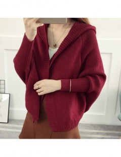 Cardigans Autumn Winter Short Sweater Hooded Cardigan Fashion Warm Knitted Women Cardigans - Brown - 4F3062129723-2 $18.29