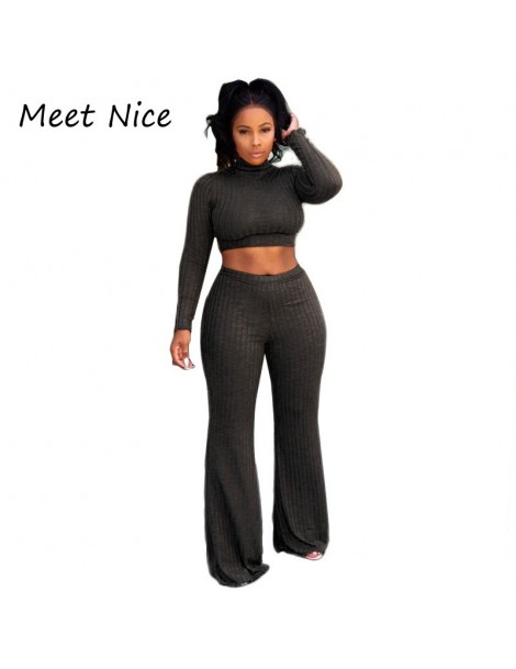 Women's Sets 2 Two Piece Set Women Ribbed O Neck Crop Top and Long Pants Set Sexy Autumn Long Sleeve Tracksuit Women Conjunto...